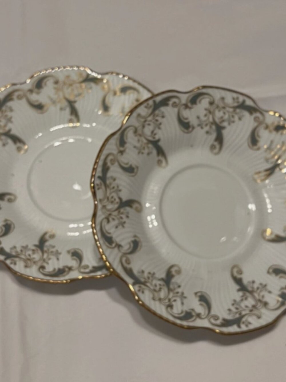 Chamart Limoges France. Set of 2 Saucers. 5 5/8". Porcelain. Gold Trim. A3